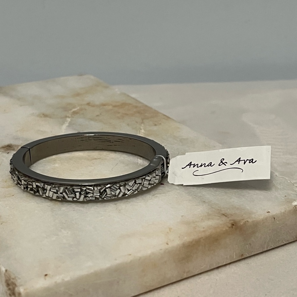 Anna & Ava Silver beaded detail hinged bracelet NWT